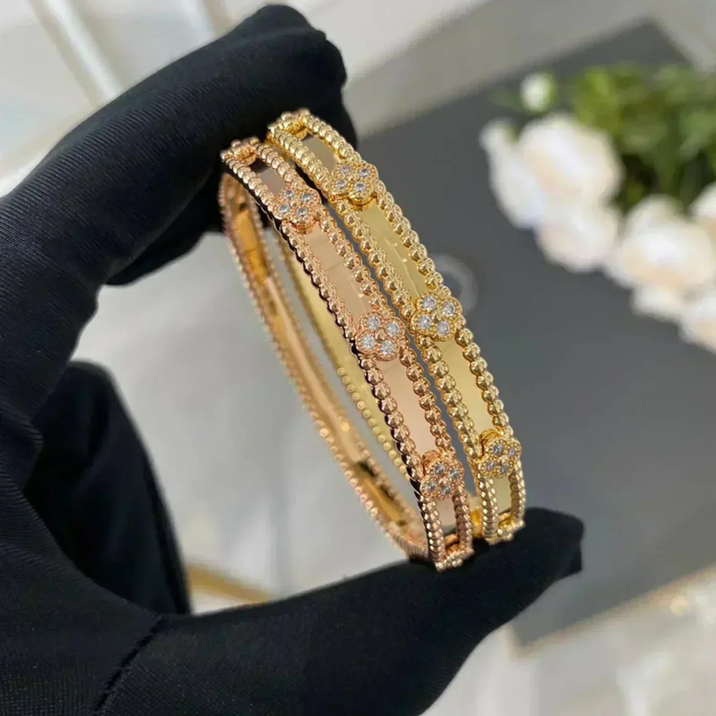 [Noble Aura jewelry]CLOVER BRACELET 4MM DIAMONDS