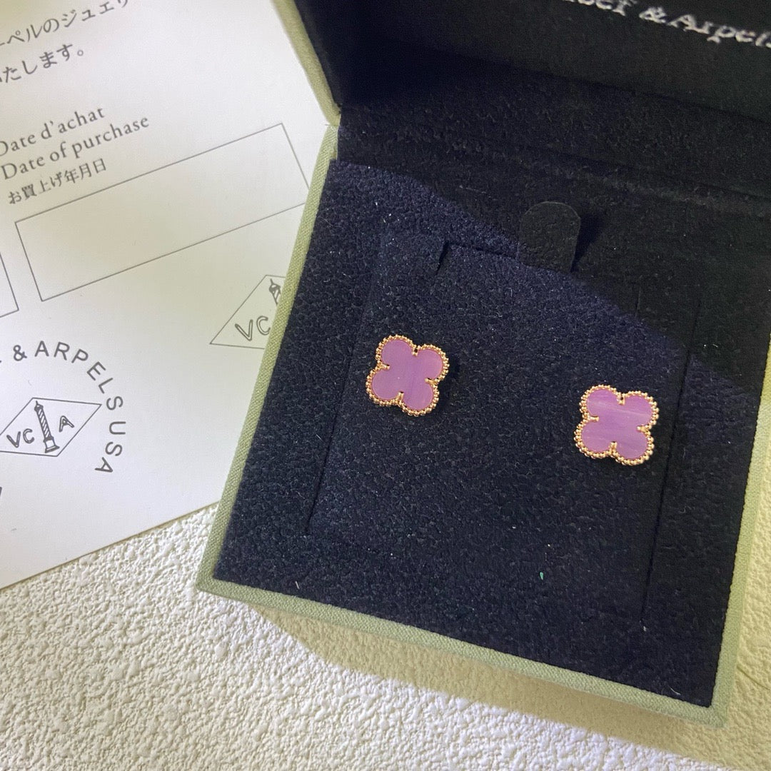 [Noble Aura jewelry]CLOVER MINI 9.5MM  PURPLE VIOLET EARRINGS