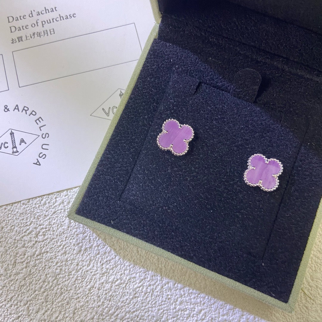 [Noble Aura jewelry]CLOVER MINI 9.5MM  PURPLE VIOLET EARRINGS