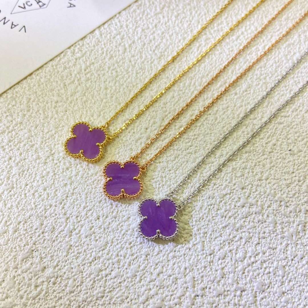 [Noble Aura jewelry]CLOVER 15MM  PURPLE VIOLET NECKLACE