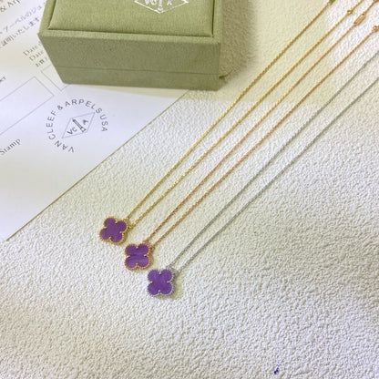 [Noble Aura jewelry]CLOVER 15MM  PURPLE VIOLET NECKLACE