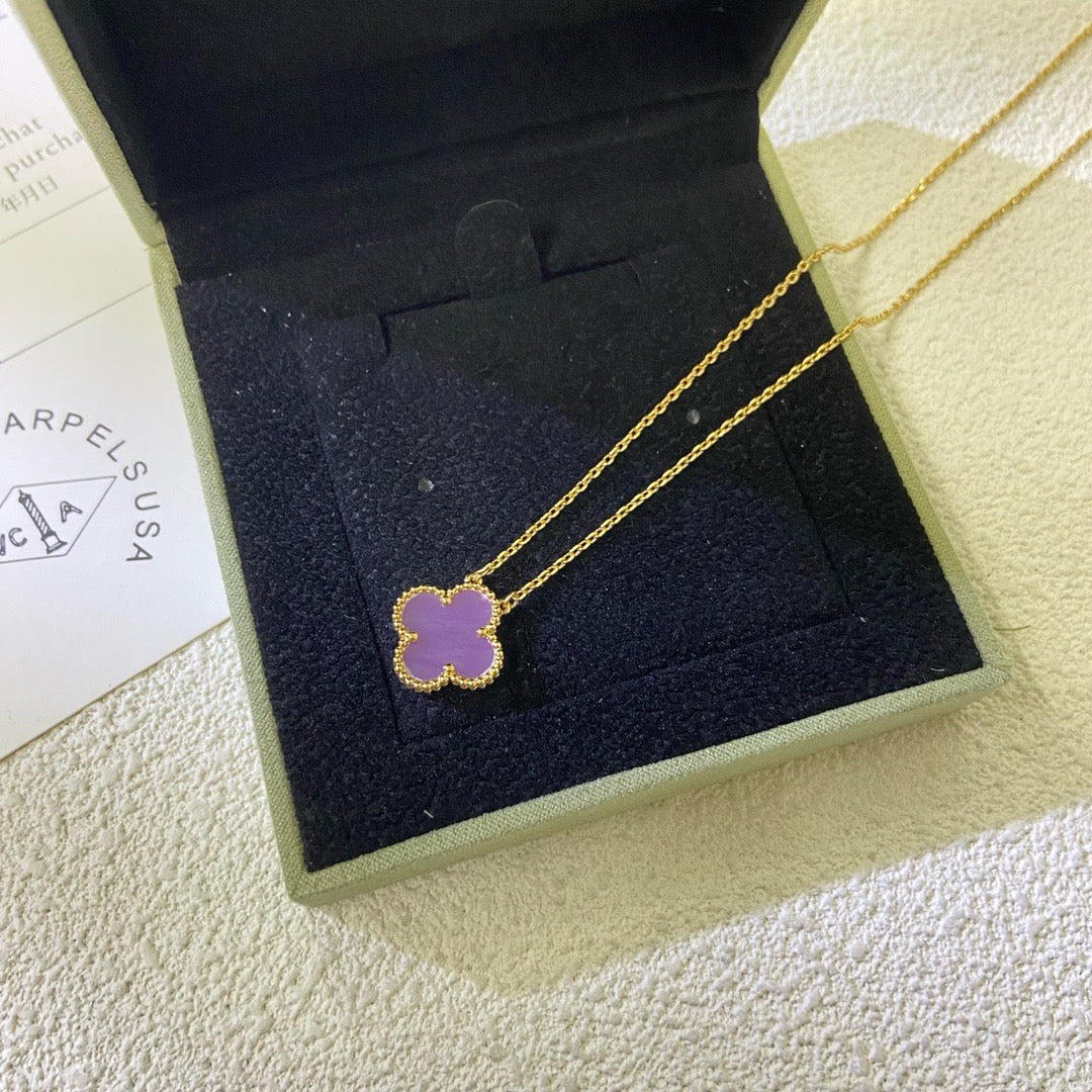 [Noble Aura jewelry]CLOVER 15MM  PURPLE VIOLET NECKLACE