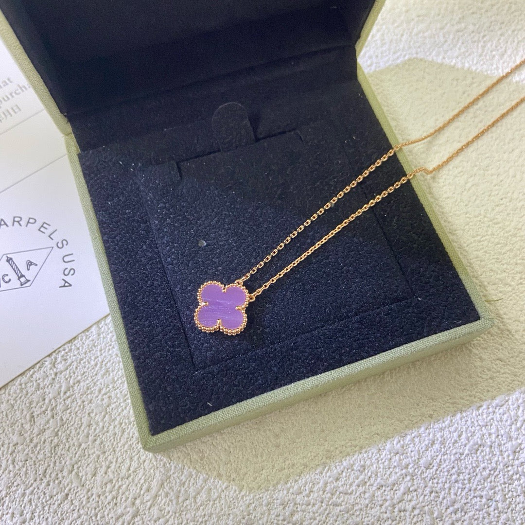 [Noble Aura jewelry]CLOVER 15MM  PURPLE VIOLET NECKLACE