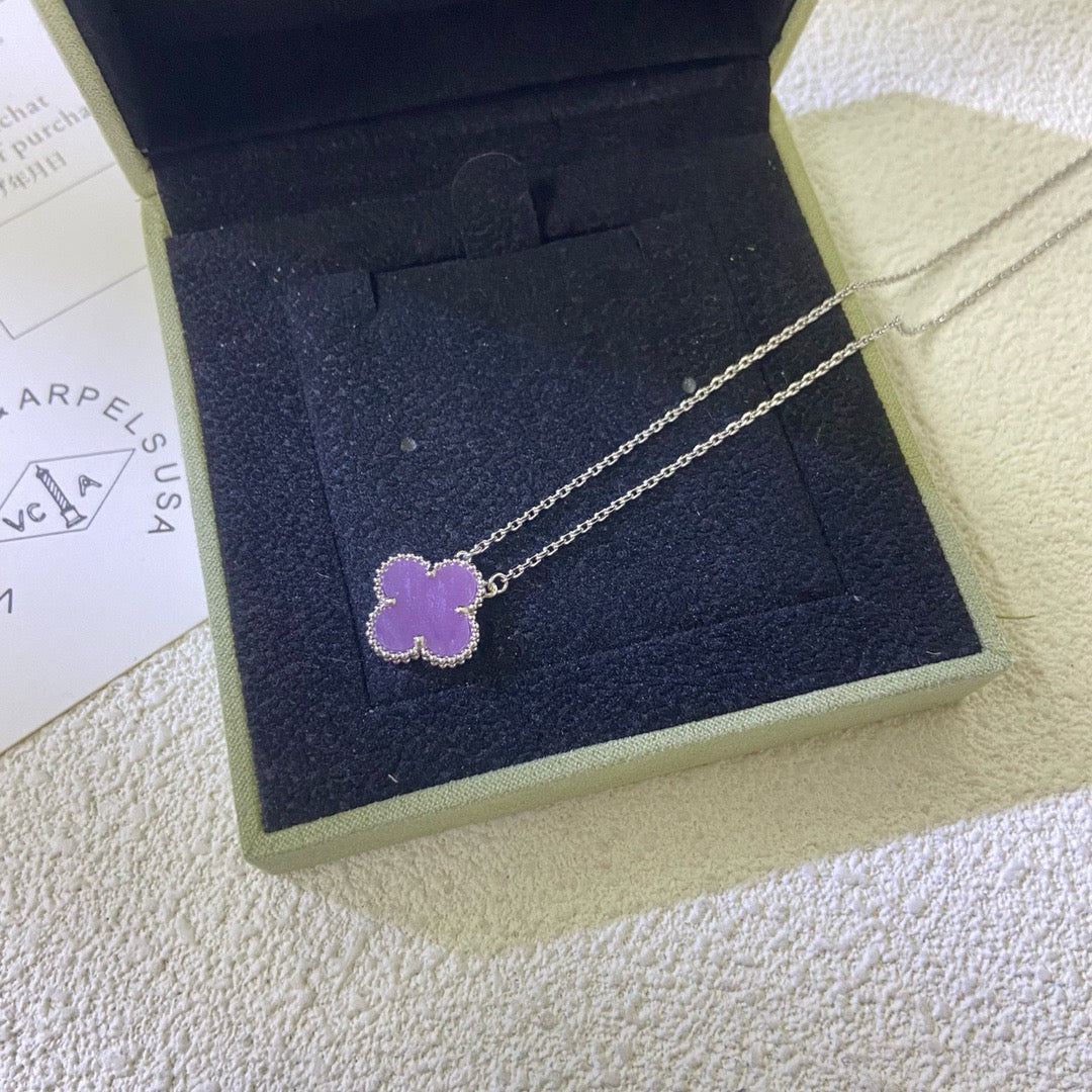 [Noble Aura jewelry]CLOVER 15MM  PURPLE VIOLET NECKLACE