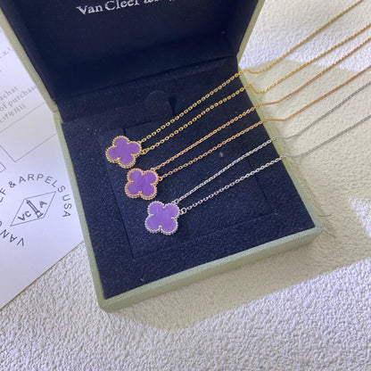 [Noble Aura jewelry]CLOVER 15MM  PURPLE VIOLET NECKLACE