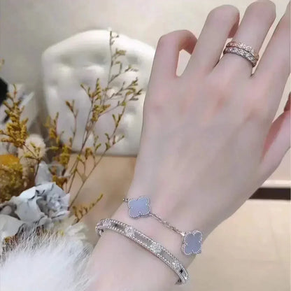 [Noble Aura jewelry] CLOVER 5 MOTIF PURPLE CHALCEDONY BRACELET COLLECTION
