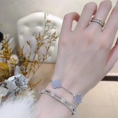 [Noble Aura jewelry] CLOVER 5 MOTIF PURPLE CHALCEDONY BRACELET COLLECTION