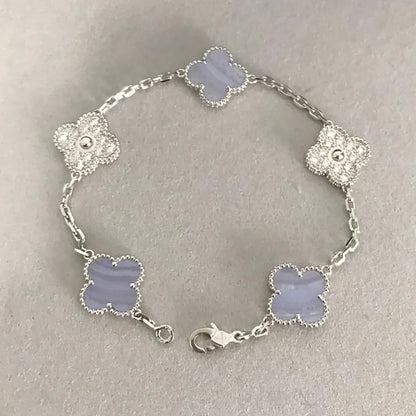 [Noble Aura jewelry] CLOVER 5 MOTIF PURPLE CHALCEDONY BRACELET COLLECTION
