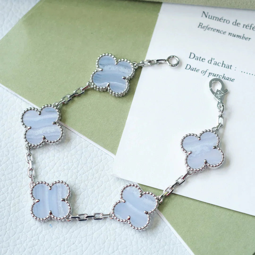 [Noble Aura jewelry] CLOVER 5 MOTIF PURPLE CHALCEDONY BRACELET COLLECTION