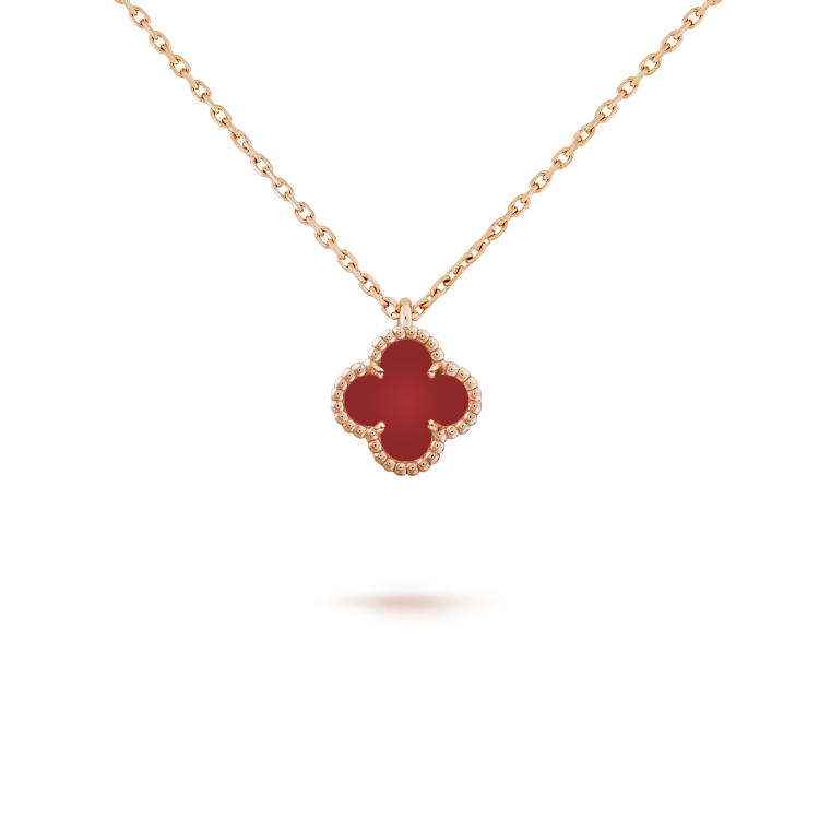[Noble Aura jewelry]CLOVER MINI 9.5MM WHITE CARNELIANS NECKLACE
