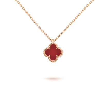 [Noble Aura jewelry]CLOVER MINI 9.5MM WHITE CARNELIANS NECKLACE