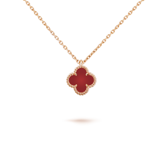 [Noble Aura jewelry]CLOVER MINI 9.5MM WHITE CARNELIANS NECKLACE