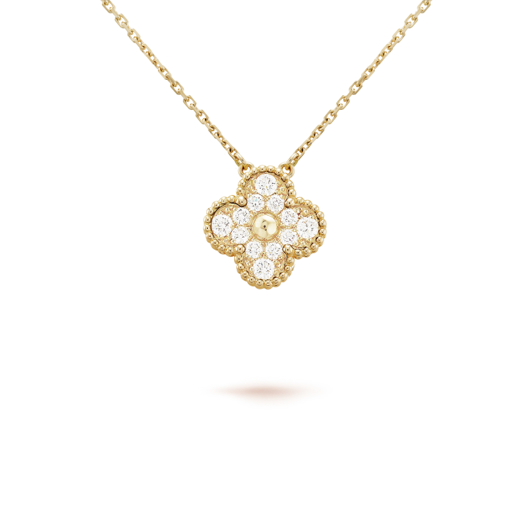 [Noble Aura jewelry]CLOVER 15MM DIAMOND SINGLE FLOWER NECKLACE
