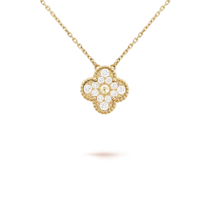 [Noble Aura jewelry]CLOVER 15MM DIAMOND SINGLE FLOWER NECKLACE
