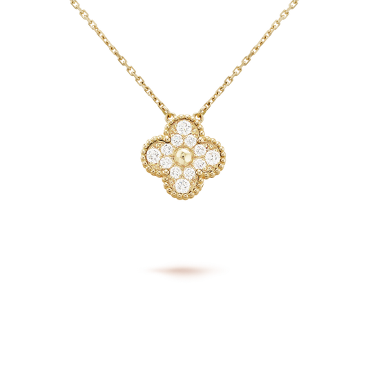 [Noble Aura jewelry]CLOVER 15MM DIAMOND SINGLE FLOWER NECKLACE