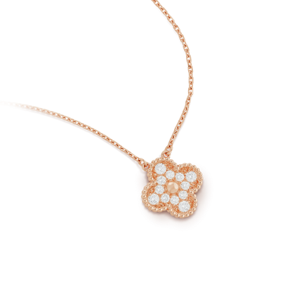 [Noble Aura jewelry]CLOVER 15MM DIAMOND SINGLE FLOWER NECKLACE