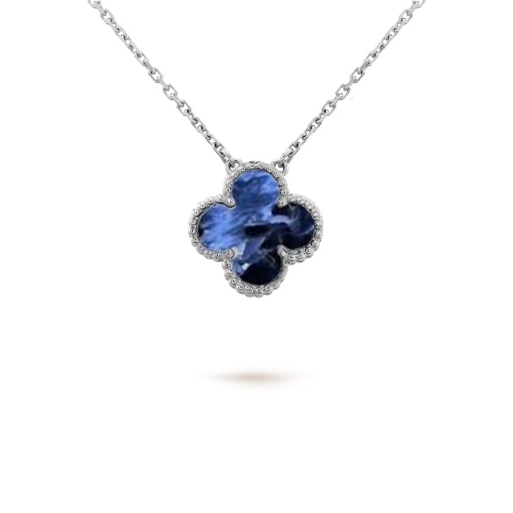 [Noble Aura jewelry]CLOVER 15MM PIETERSITE NECKLACE SILVER