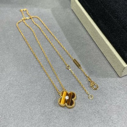 [Noble Aura jewelry]CLOVER 15MM DIAMOND AND YELLOW TIGER'S EYE AGATE necklace