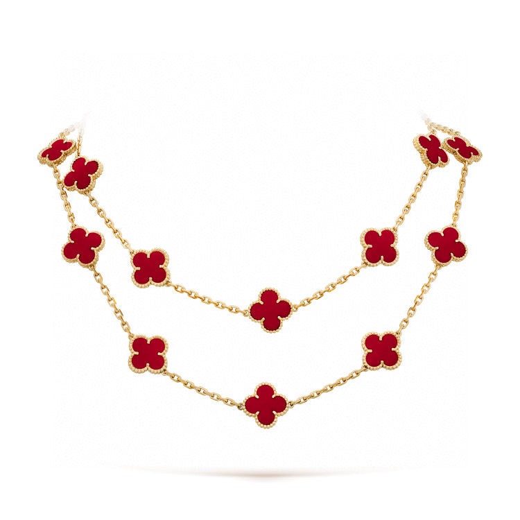 [Noble Aura jewelry]CLOVER 20 MOTIFS CARNELIAN NECKLACE