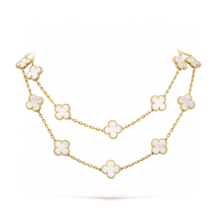 [Noble Aura jewelry]CLOVER 20 MOTIFS WHITE MOP NECKLACE
