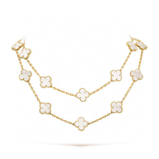 [Noble Aura jewelry]CLOVER 20 MOTIFS WHITE MOP NECKLACE