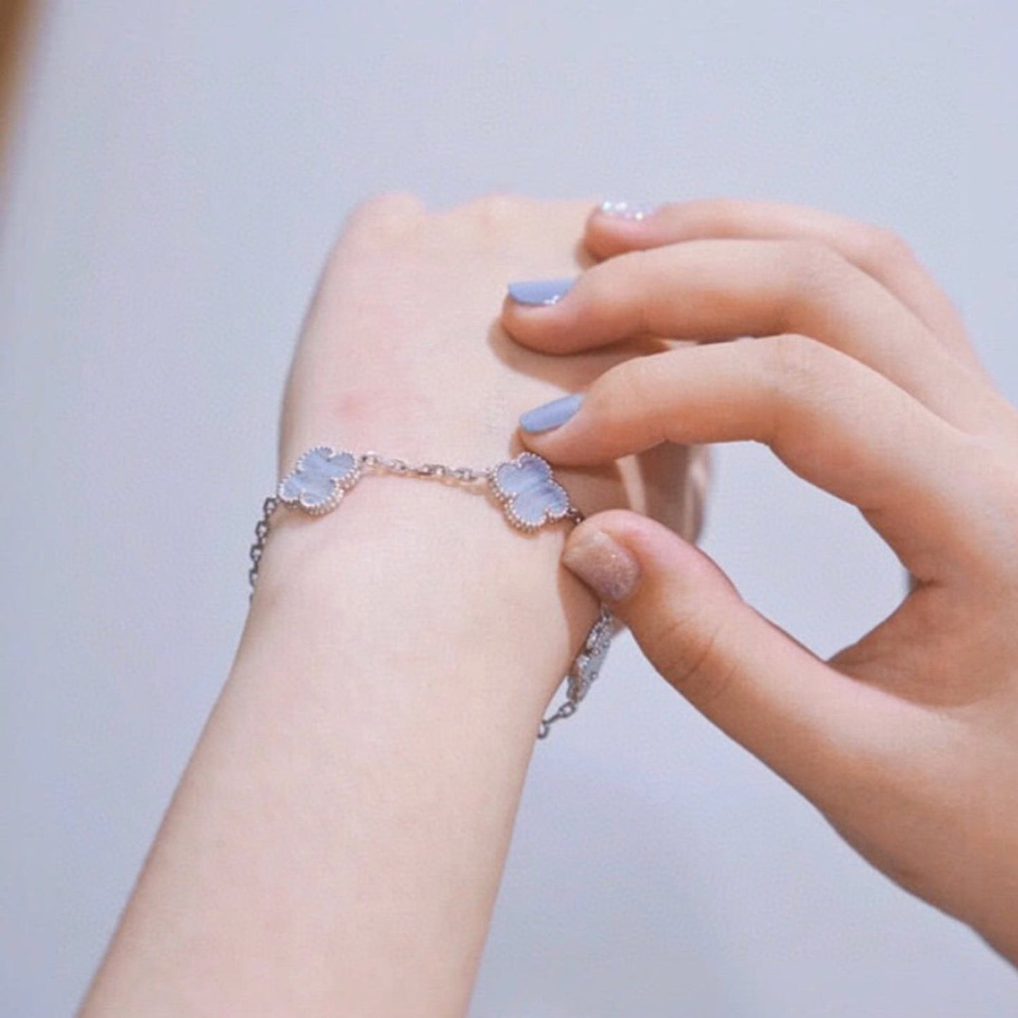 [Noble Aura jewelry]CLOVER  5 MOTIF PURPLE CHALCEDONY BRACELET SILVER