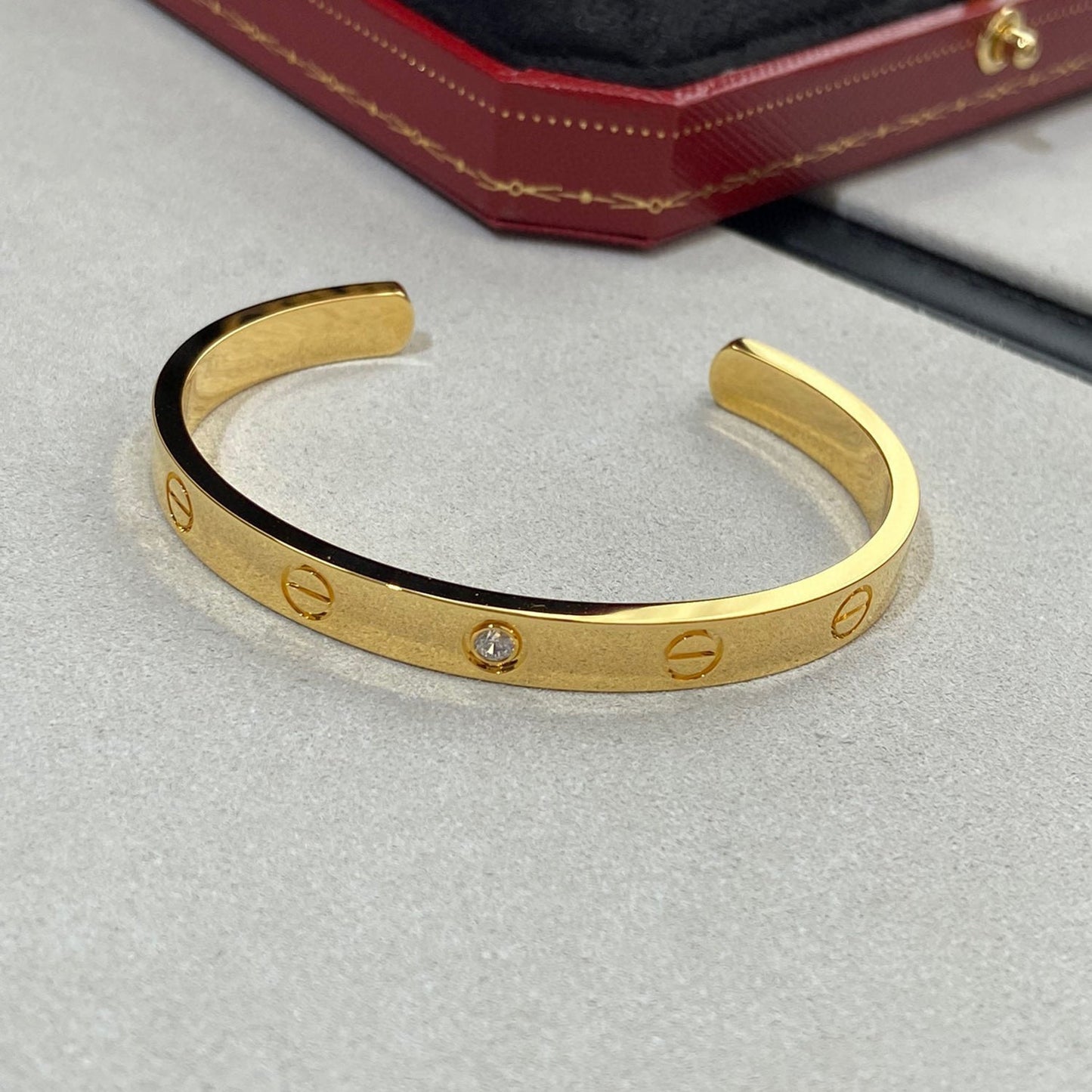 [Noble Aura jewelry]LOVE BRACELET 6.1MM 1 DIAMOND OPEN CUFF