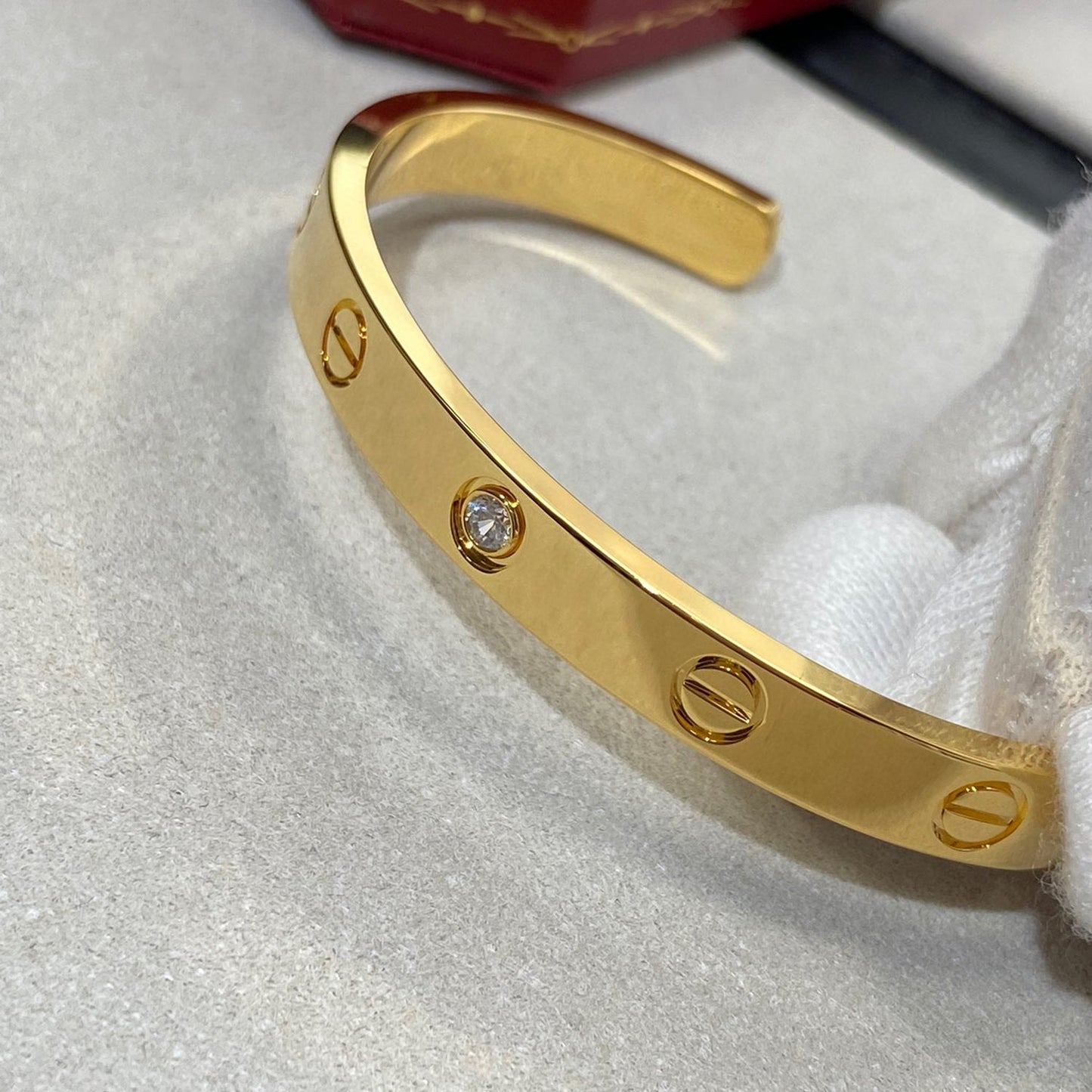 [Noble Aura jewelry]LOVE BRACELET 6.1MM 1 DIAMOND OPEN CUFF