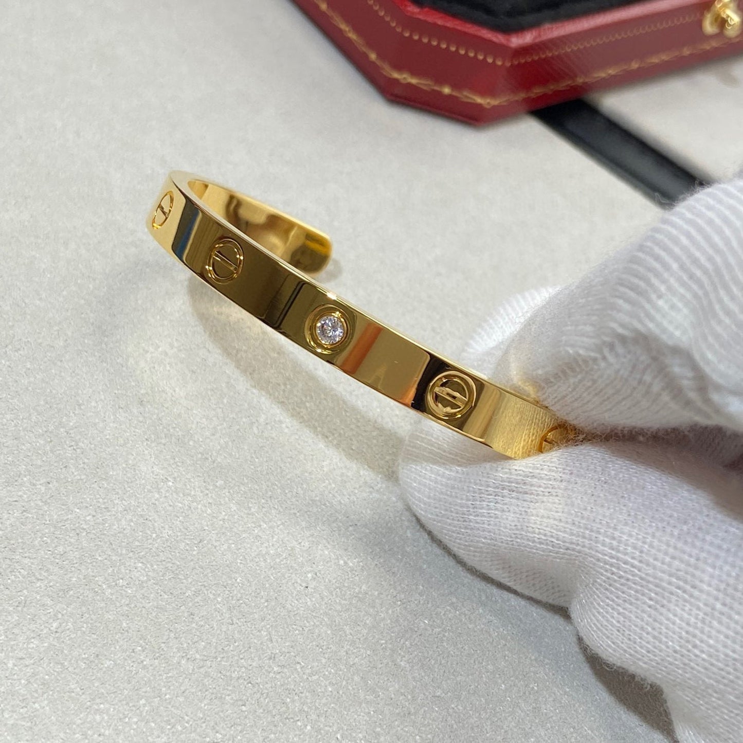 [Noble Aura jewelry]LOVE BRACELET 6.1MM 1 DIAMOND OPEN CUFF