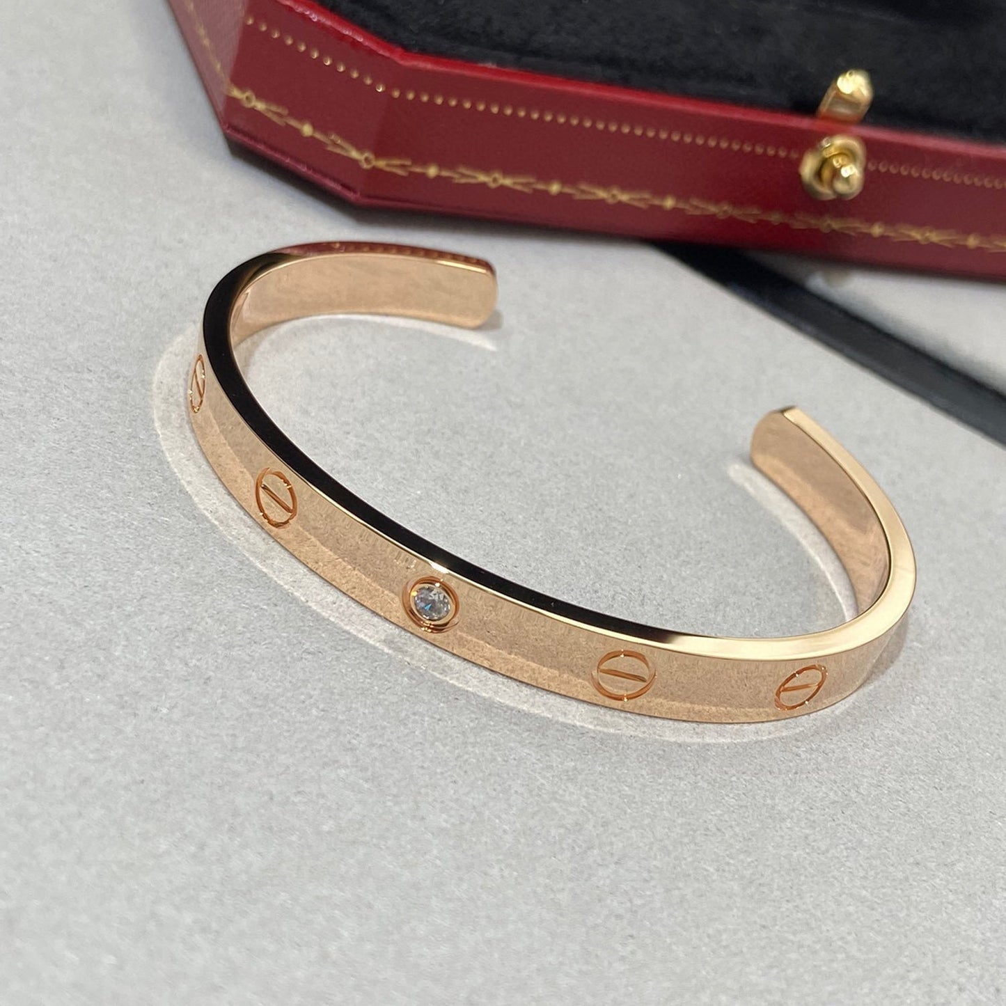 [Noble Aura jewelry]LOVE BRACELET 6.1MM 1 DIAMOND OPEN CUFF