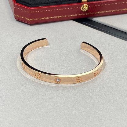 [Noble Aura jewelry]LOVE BRACELET 6.1MM 1 DIAMOND OPEN CUFF