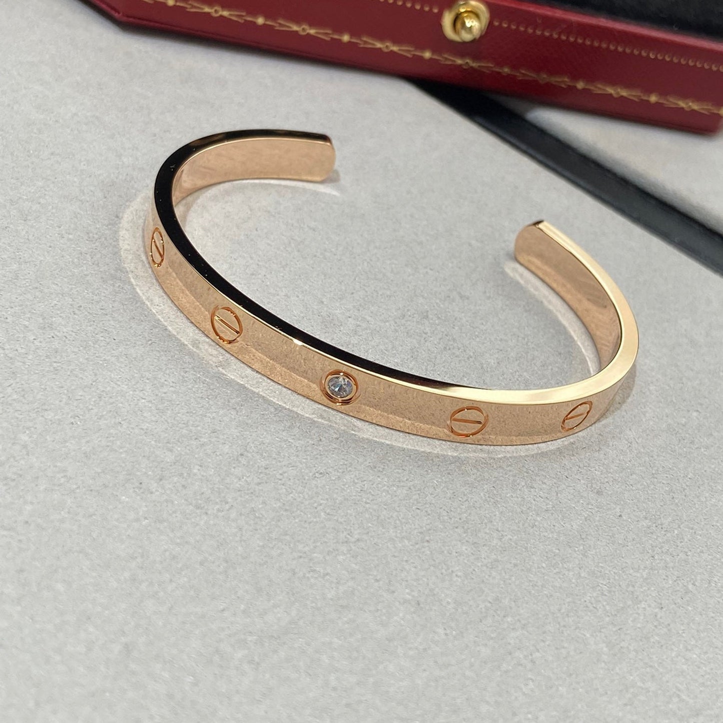 [Noble Aura jewelry]LOVE BRACELET 6.1MM 1 DIAMOND OPEN CUFF