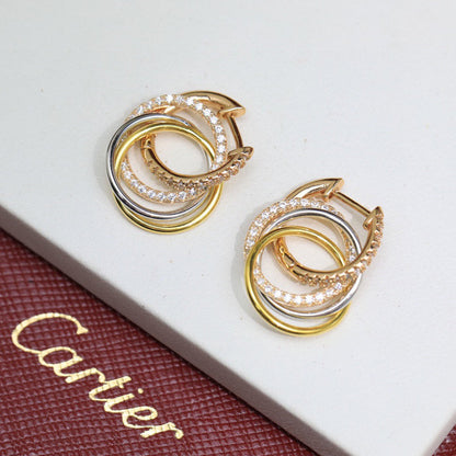 [Noble Aura jewelry]TRINITY HALF DIAMOND  EARRINGS