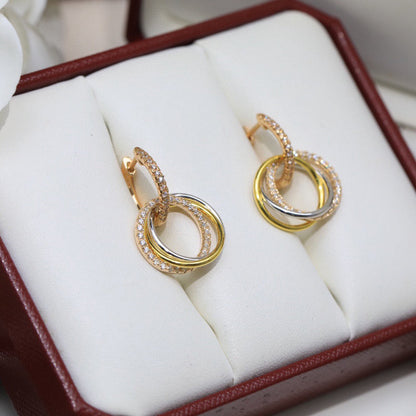 [Noble Aura jewelry]TRINITY HALF DIAMOND  EARRINGS