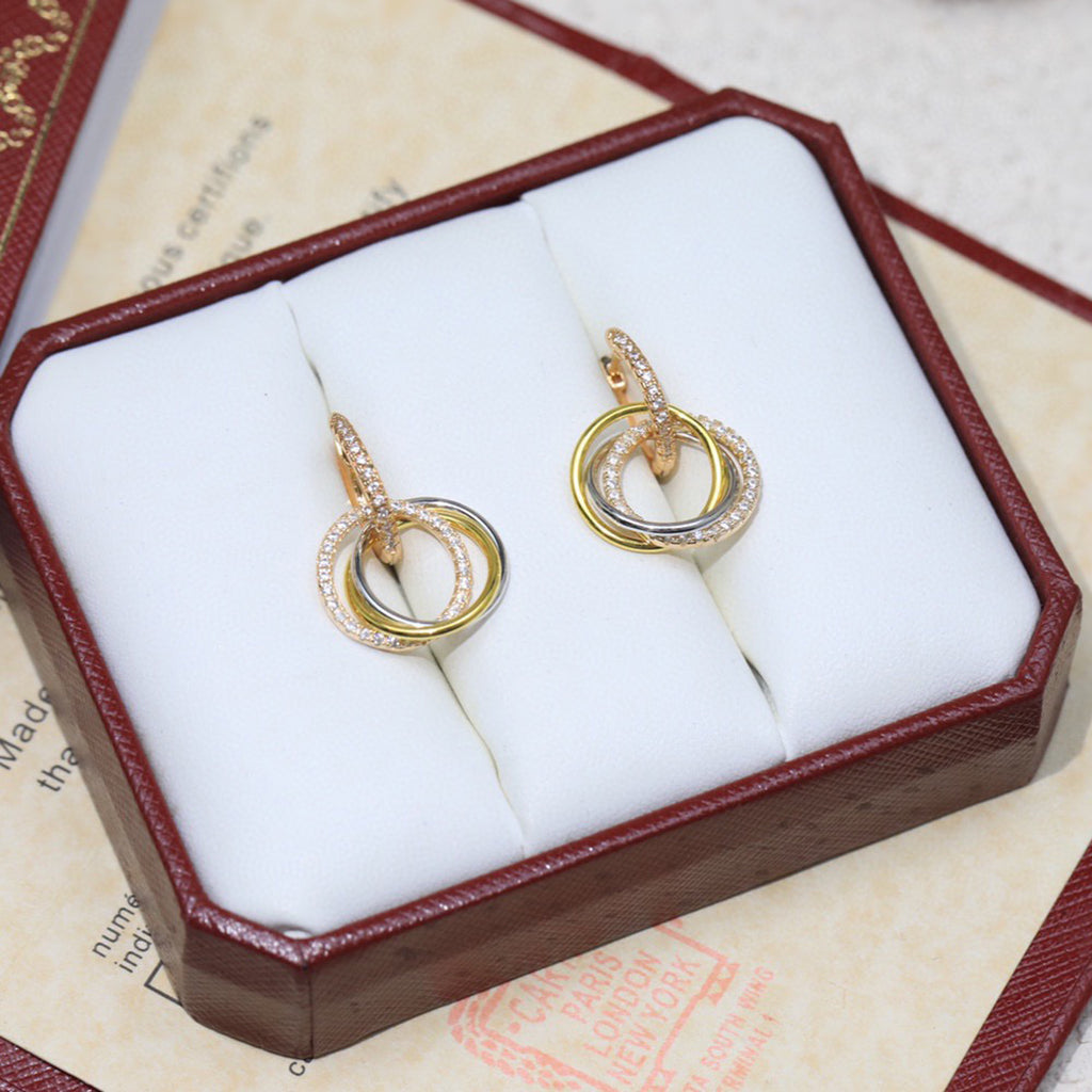 [Noble Aura jewelry]TRINITY HALF DIAMOND  EARRINGS