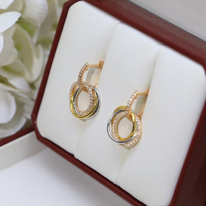 [Noble Aura jewelry]TRINITY HALF DIAMOND  EARRINGS