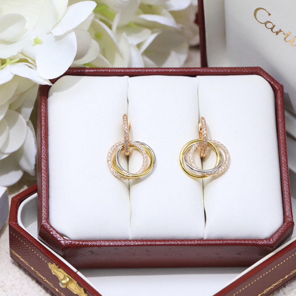 [Noble Aura jewelry]TRINITY HALF DIAMOND  EARRINGS