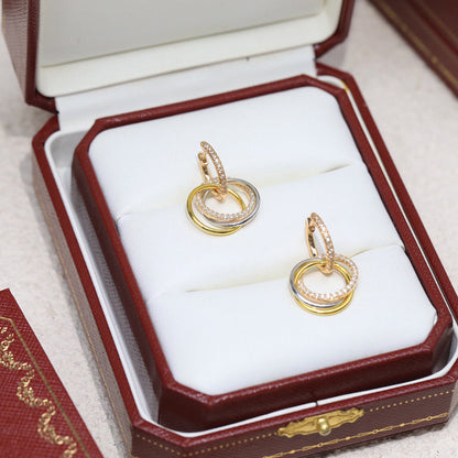 [Noble Aura jewelry]TRINITY HALF DIAMOND  EARRINGS