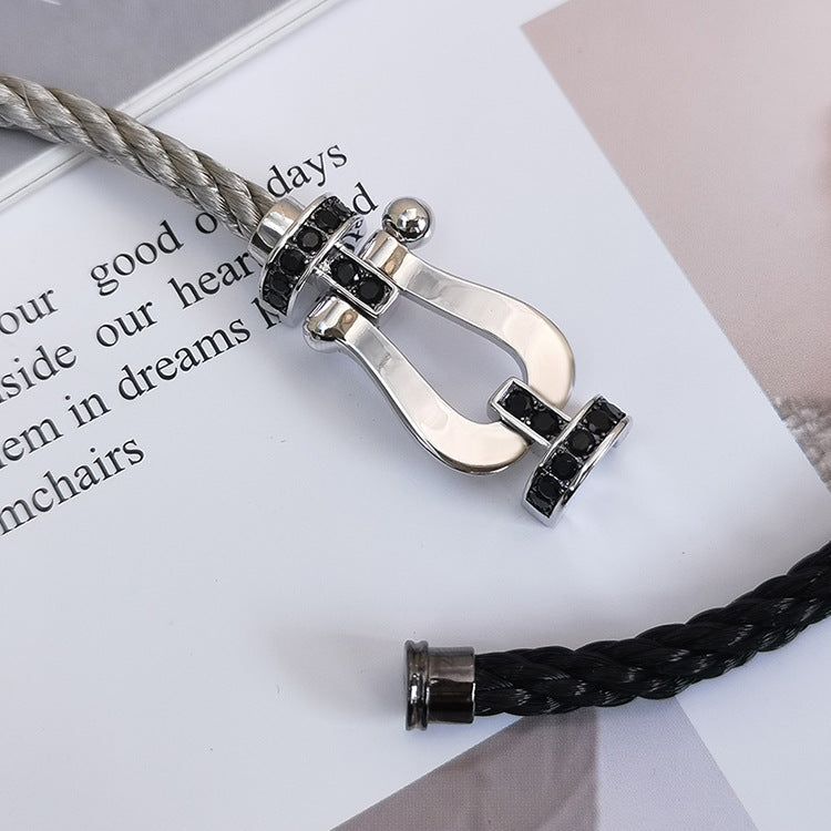 [Noble Aura jewelry]FORCE LARGE HORSESHOE BLACK DIAMOND BRACELET SILVER