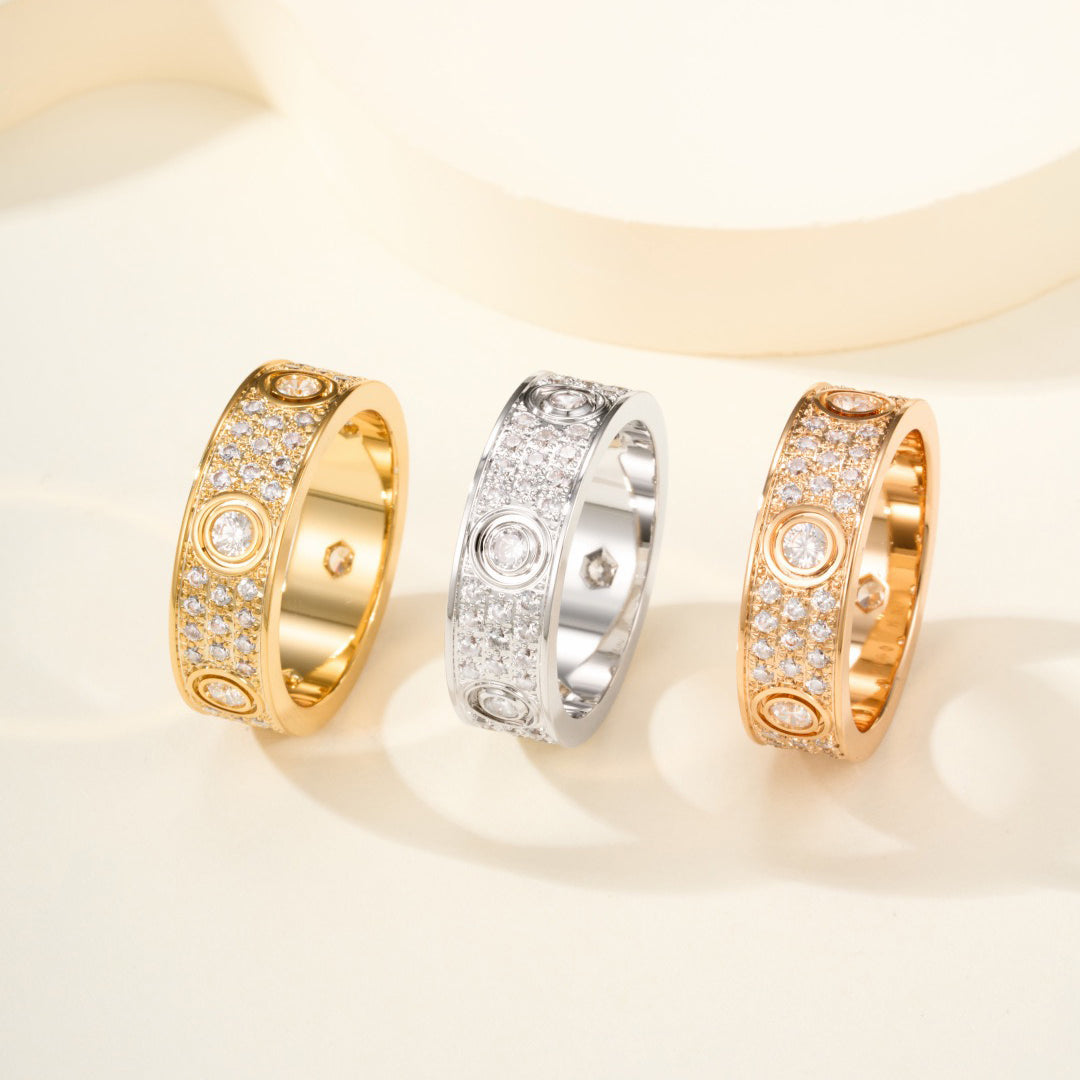 [Noble Aura jewelry]LOVE 5.5MM FULL-PAVE 6-DIAMOND RING
