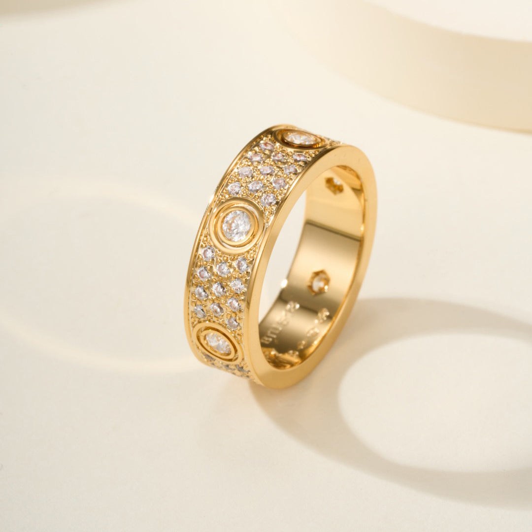 [Noble Aura jewelry]LOVE 5.5MM FULL-PAVE 6-DIAMOND RING