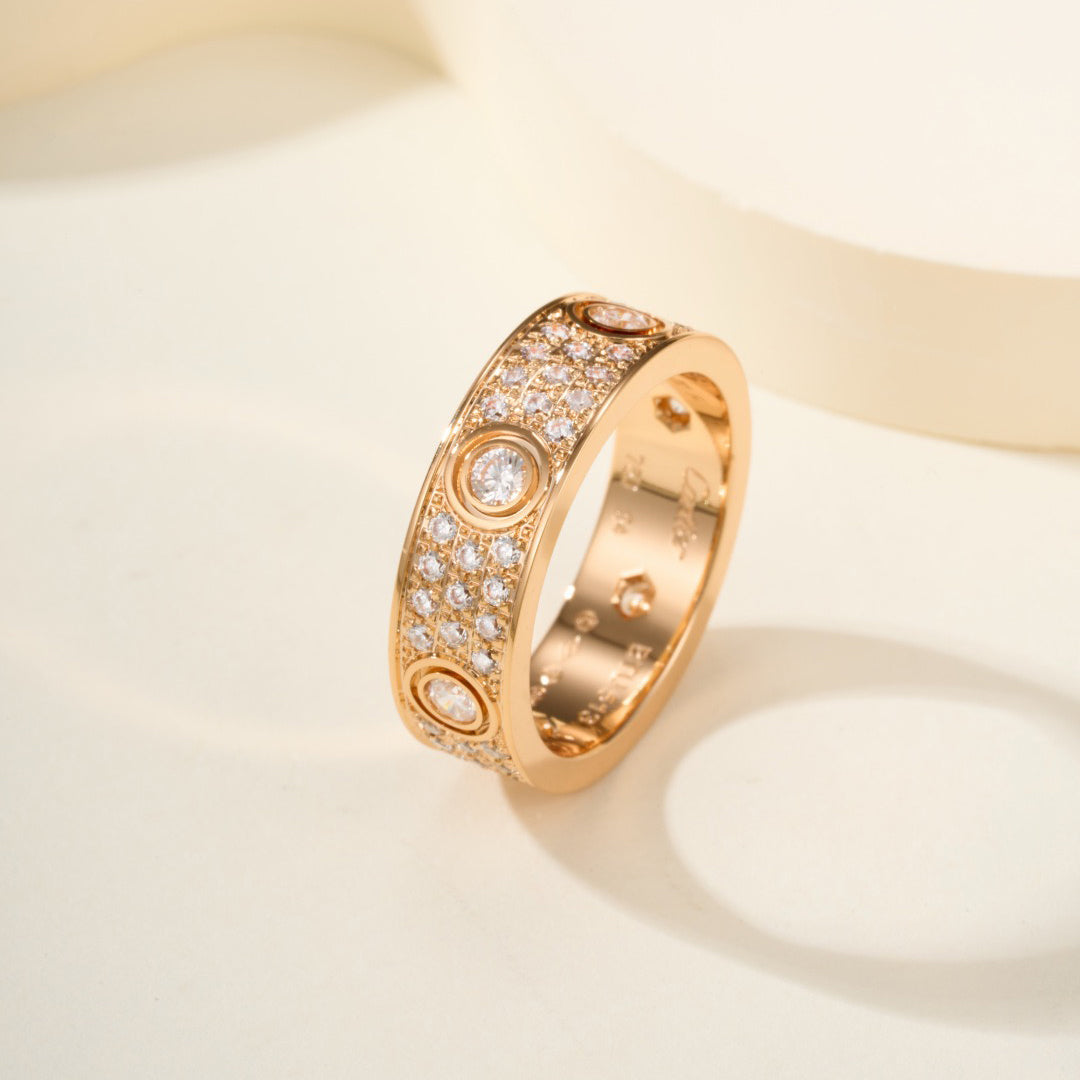 [Noble Aura jewelry]LOVE 5.5MM FULL-PAVE 6-DIAMOND RING