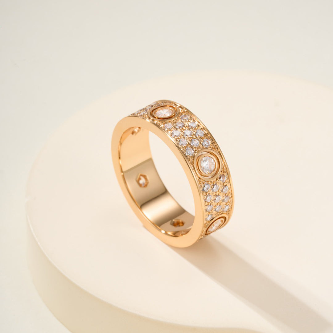 [Noble Aura jewelry]LOVE 5.5MM FULL-PAVE 6-DIAMOND RING