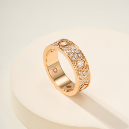 [Noble Aura jewelry]LOVE 5.5MM FULL-PAVE 6-DIAMOND RING