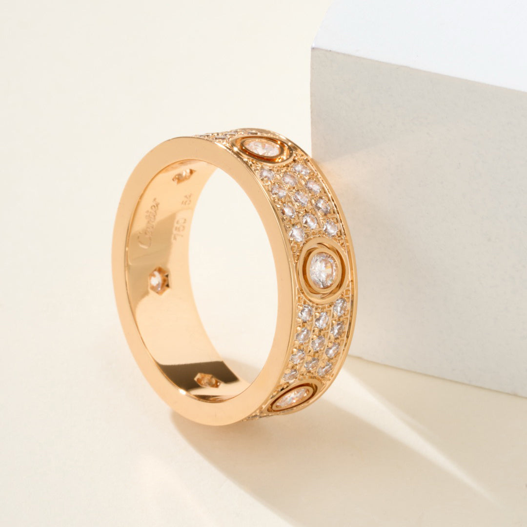 [Noble Aura jewelry]LOVE 5.5MM FULL-PAVE 6-DIAMOND RING