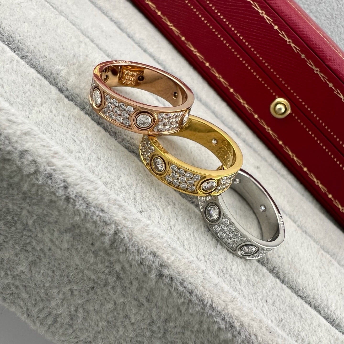 [Noble Aura jewelry]LOVE 5.5MM FULL-PAVE 6-DIAMOND RING