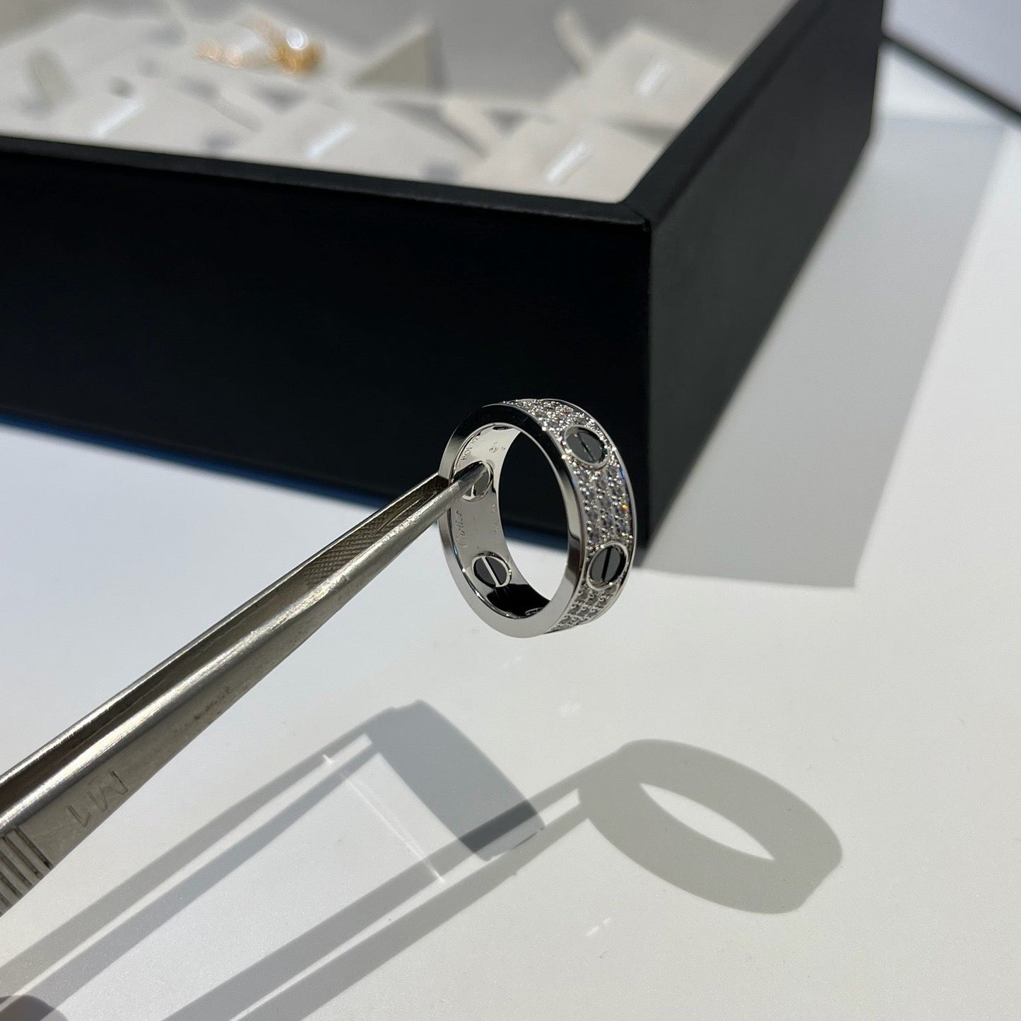 [Noble Aura jewelry]LOVE RING 5.5MM DIAMONDS PAVED CERAMIC