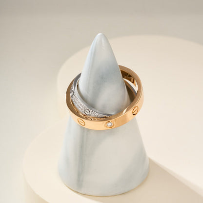 [Noble Aura jewelry]LOVE PINK GOLD SILVER DIAMOND DOUBLE RING