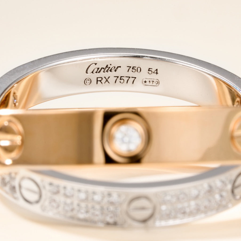 [Noble Aura jewelry]LOVE PINK GOLD SILVER DIAMOND DOUBLE RING