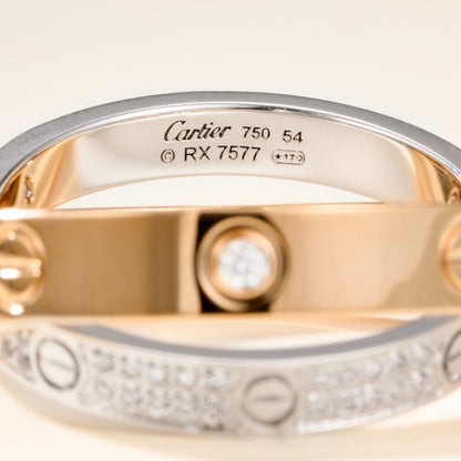 [Noble Aura jewelry]LOVE PINK GOLD SILVER DIAMOND DOUBLE RING